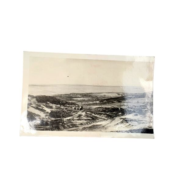 Vtg Fort Peck Slide Valley Original Monochrome Photo Found Snapshot 1940s - Picture 1 of 4